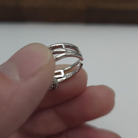 Size 6.5 Sterling Silver Moving CZ Charms Open Ring A655 - Picture 5 of 8